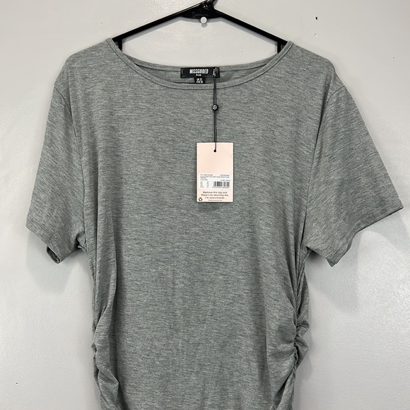 Misguided Plus Gray Ruched sides Body Con Dress - Picture 2 of 8